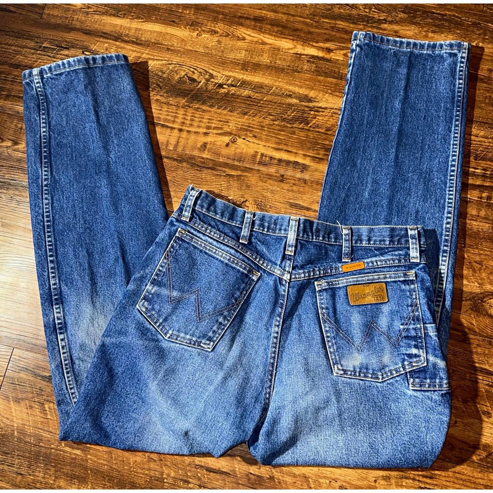 Wrangler Flame Resistant FR Relaxed Fit Straight Blue Denim Jeans‎ Men's 35/34